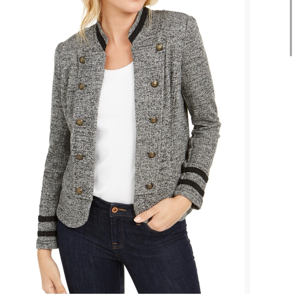 Women's Blazer / Jacket Grey Size L Large Tommy Hilfiger Military Band.